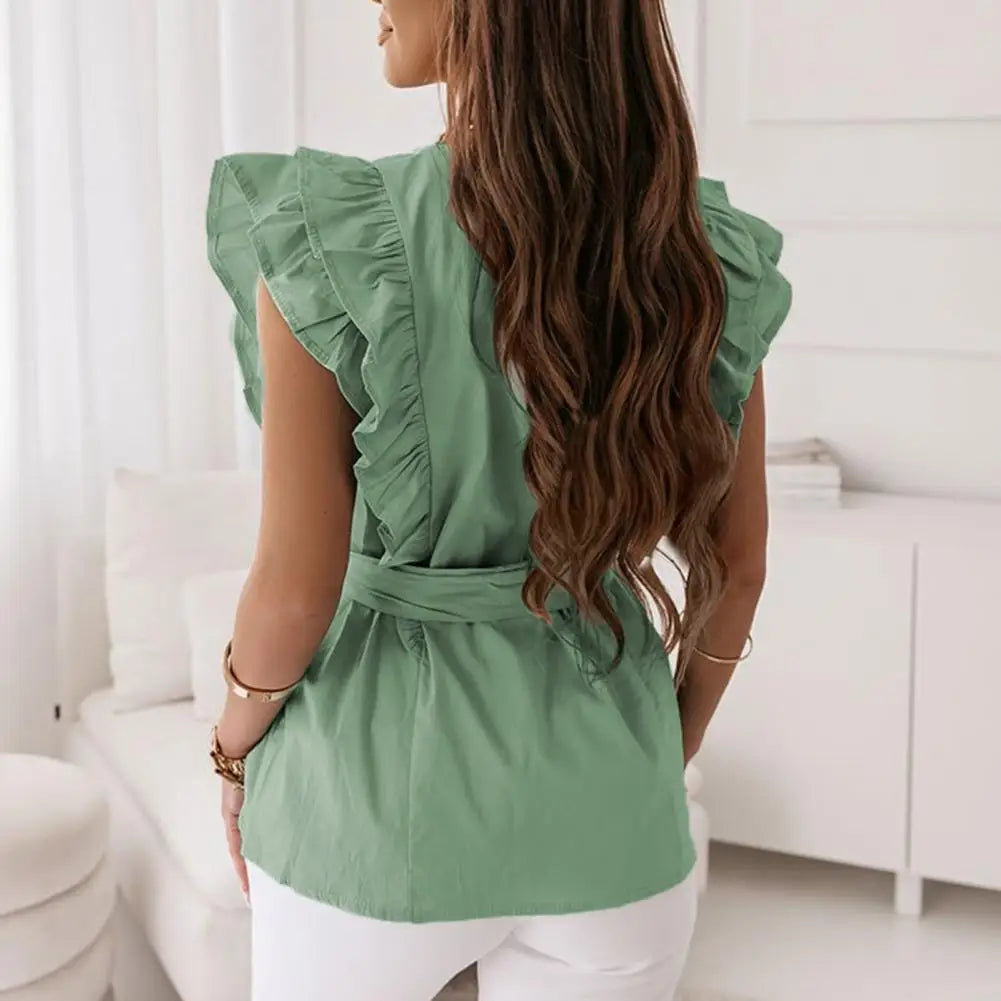 Darrell | Bluse mit Rüschenärmeln und Gürtel