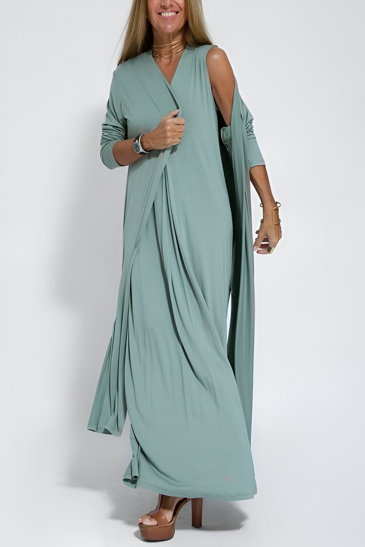 Catrin | Elegantes langes Kleid + passender Cardigan