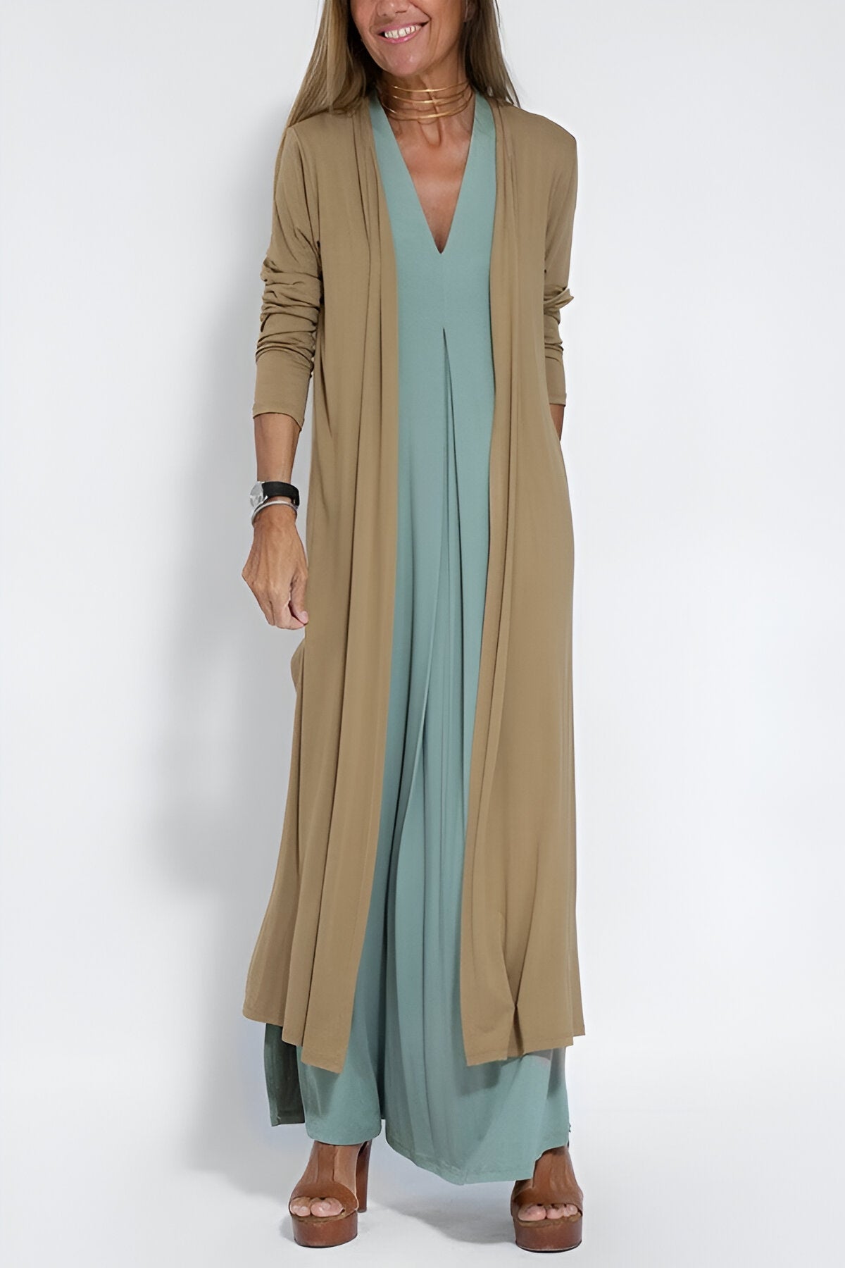 Catrin | Elegantes langes Kleid + passender Cardigan