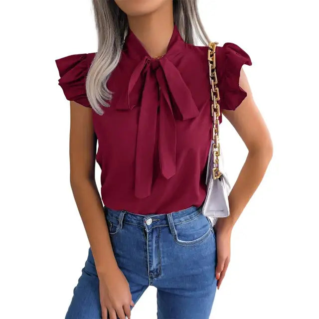Ignacia | Elegante Bluse mit Rüschen und Schleife