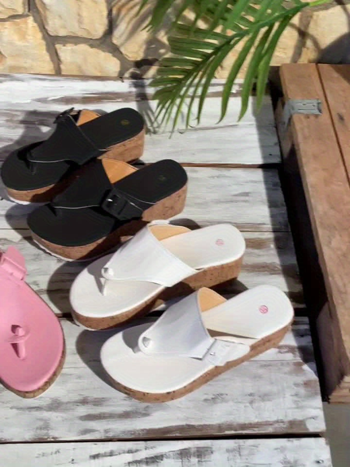 Veradisia | Weiße Korkkeilabsatz Sandalen