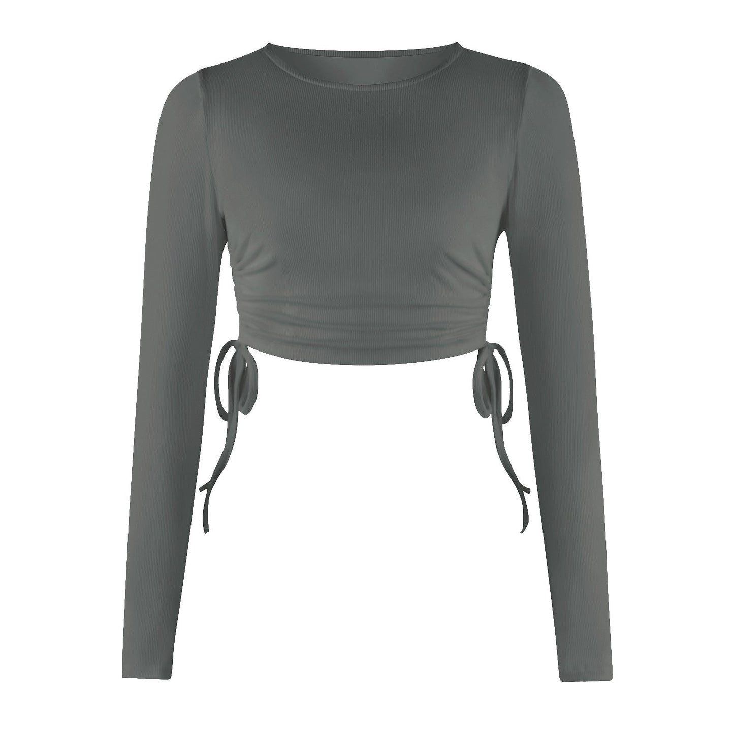 Avalynn | Kordelzug Rundhalsausschnitt Langärmeliges Cropped-T-Shirt Thread Top