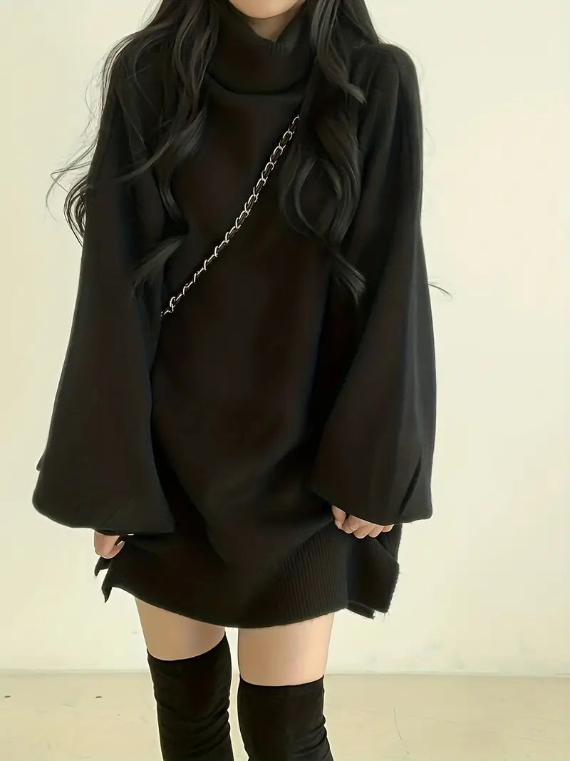 Greye | Schwarzer/Grauer Turtleneck Pullover mit Lantern-Ärmeln