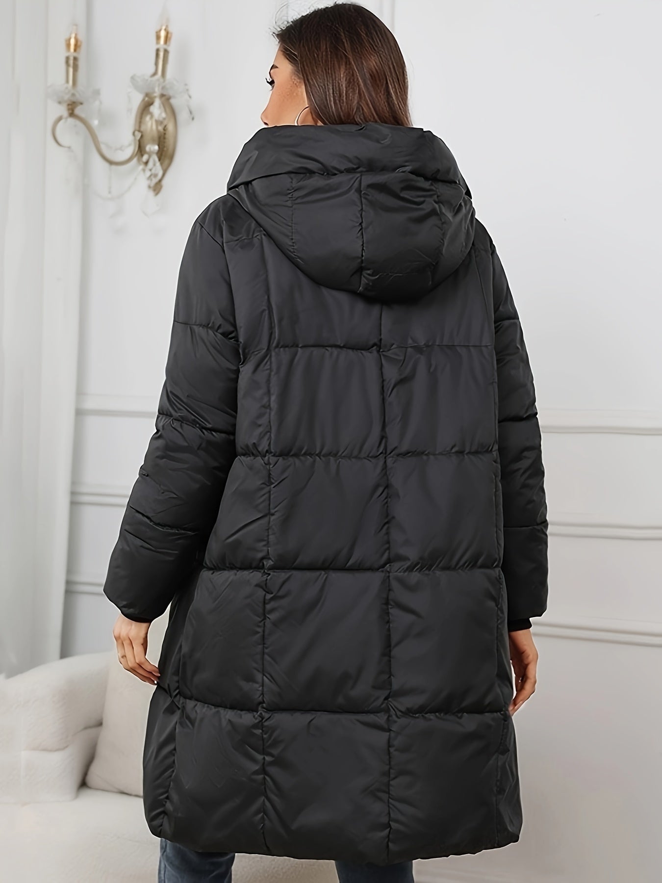 Miyu | Elegante mittellange Winterjacke mit Kapuze für Damen, gut gepolstert