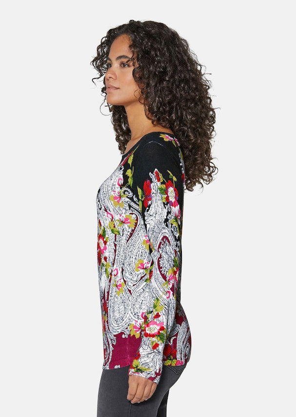 JANE - Damen Langarm-Pullover mit Blumenmuster