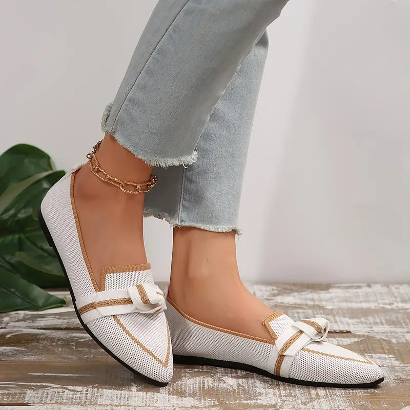 Anwen - Mode spitze Zehe gestrickt Slip On Schuhe