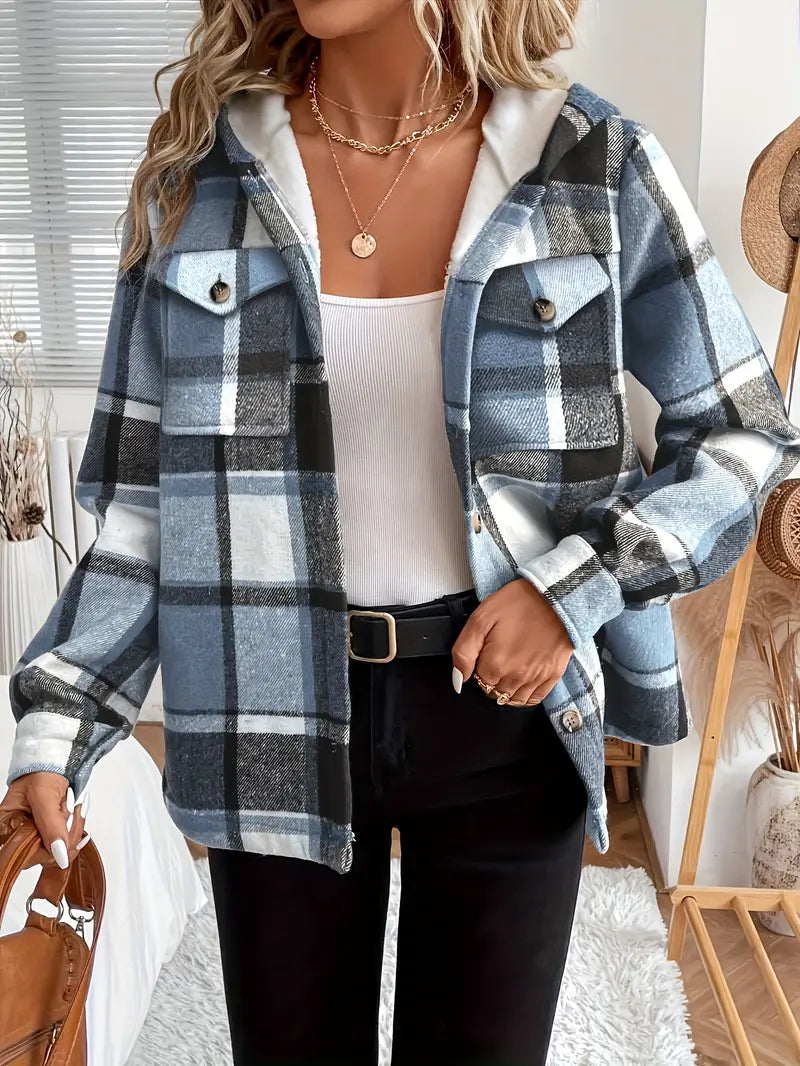 Karo | Kapuzenjacke mit Karomuster und Fleece-Futter