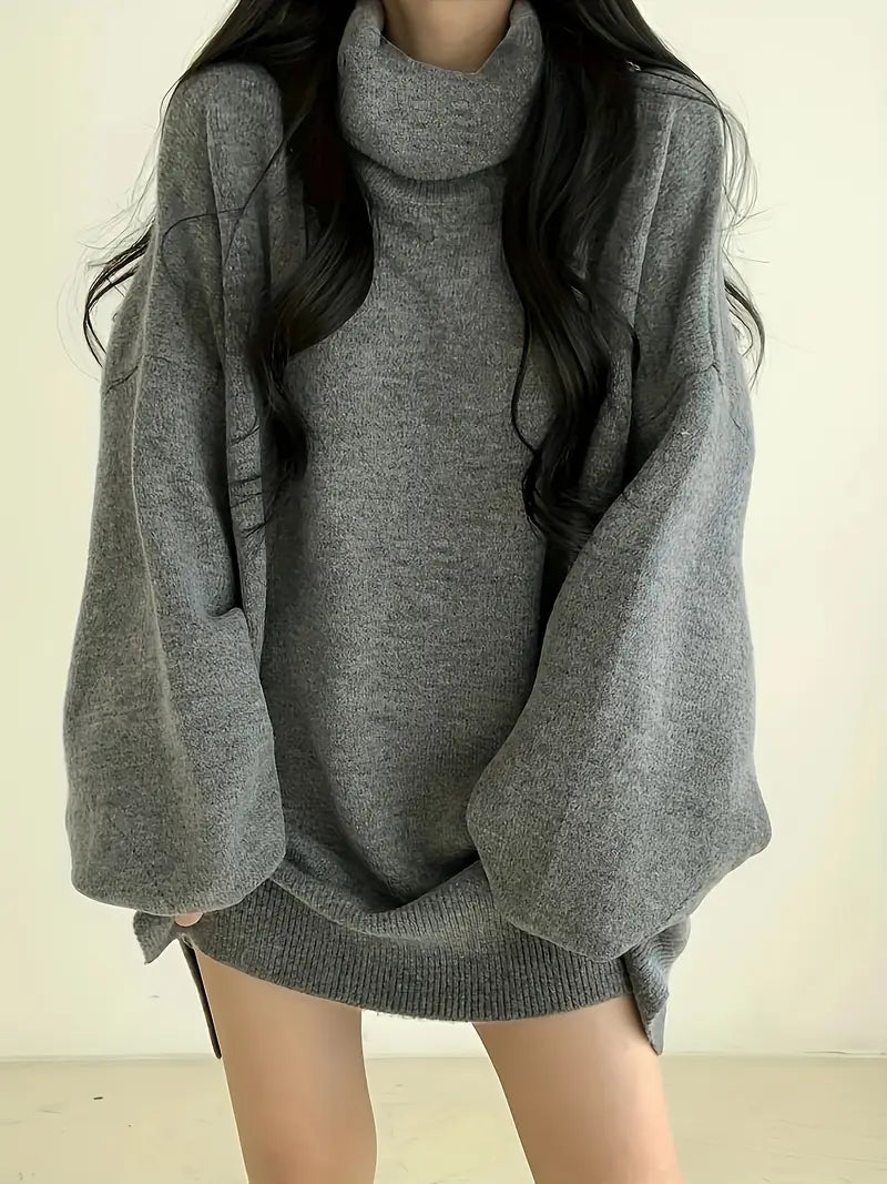 Greye | Schwarzer/Grauer Turtleneck Pullover mit Lantern-Ärmeln