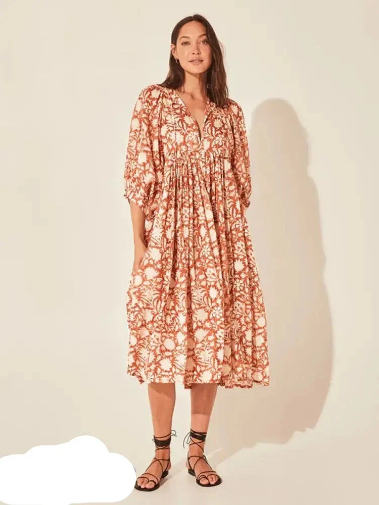 Gisela | Gelbes Midi-Sommerkleid
