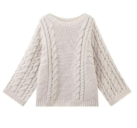 Ursule | Grobstrick Oversize Pullover mit hohem Kragen