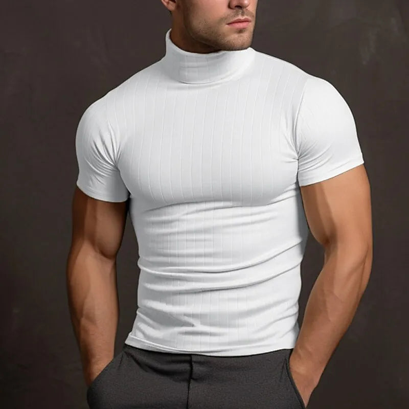 Kyros | Herren T-Shirt in Einfarbig mit Rollkragen