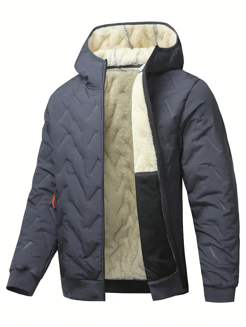 Eso | Herren Fleece-Hoodie Jacke, Grau, Mit Reißverschluss und Taschen