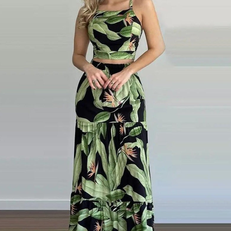 Lirael | Grünes Set mit Blumenmuster