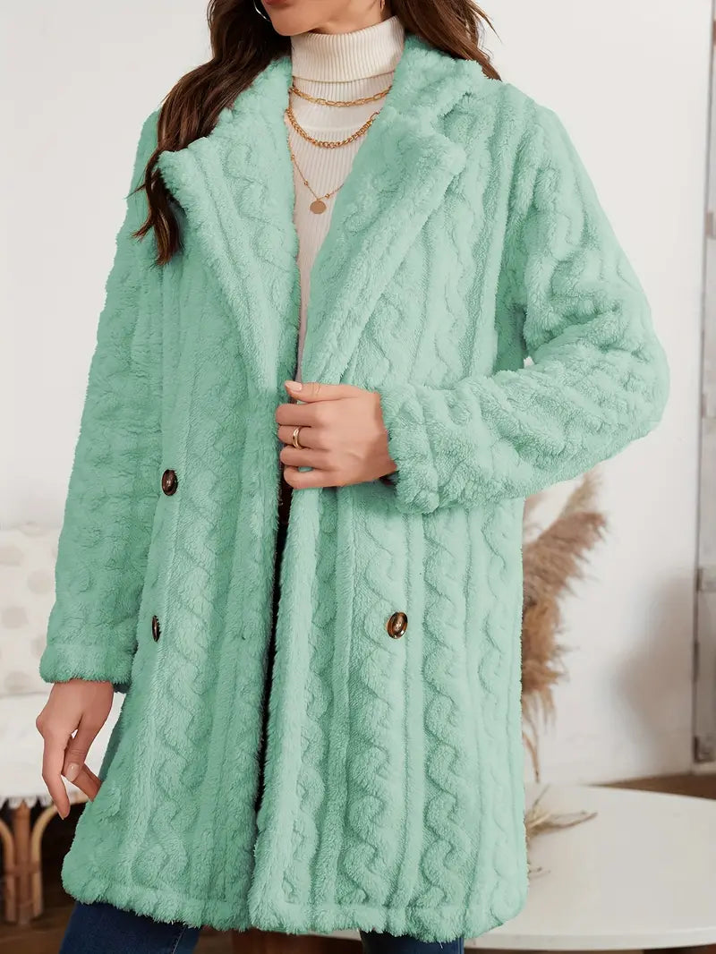 Manti | Klassischer Mantel mit flauschigem Revers, gemütlicher Zweireiher-Stil für kaltes Wetter