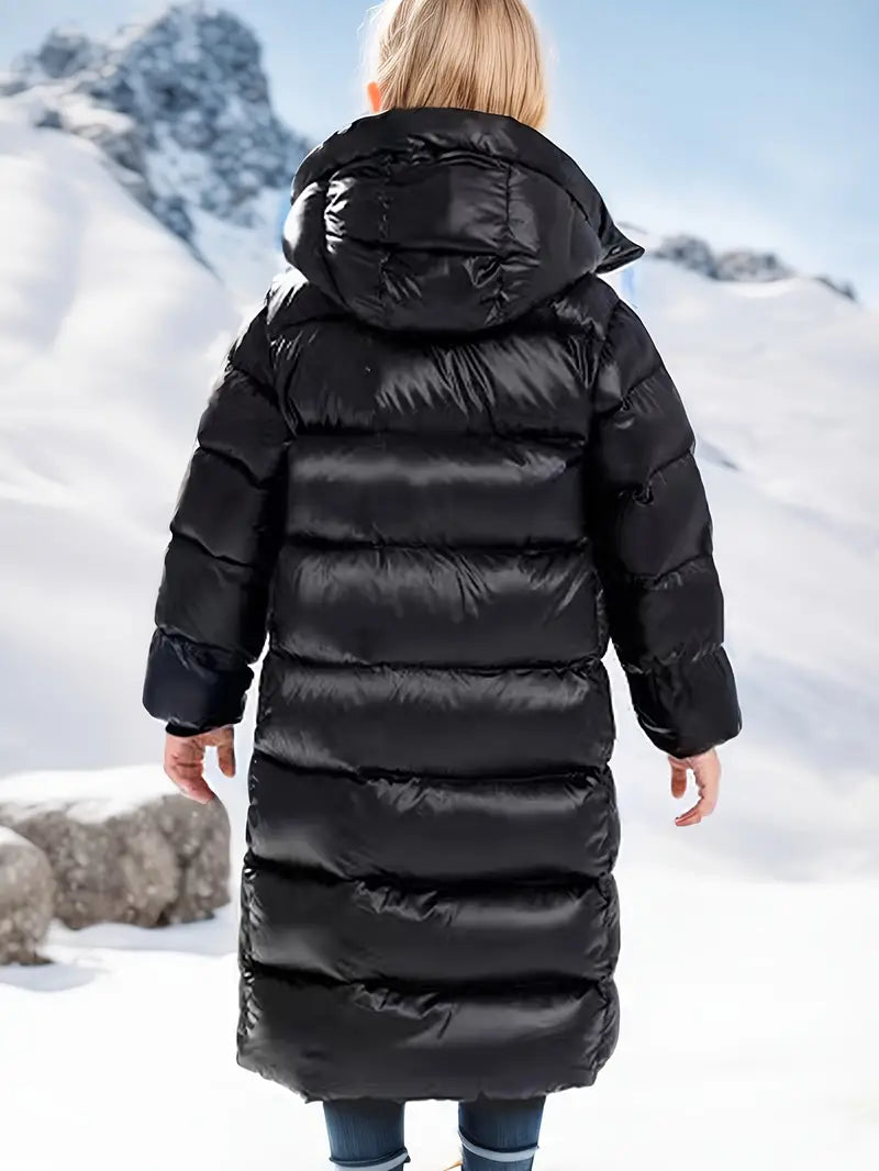 Kolrith | Mädchen Winter dicker langer warmer Kapuzenmantel