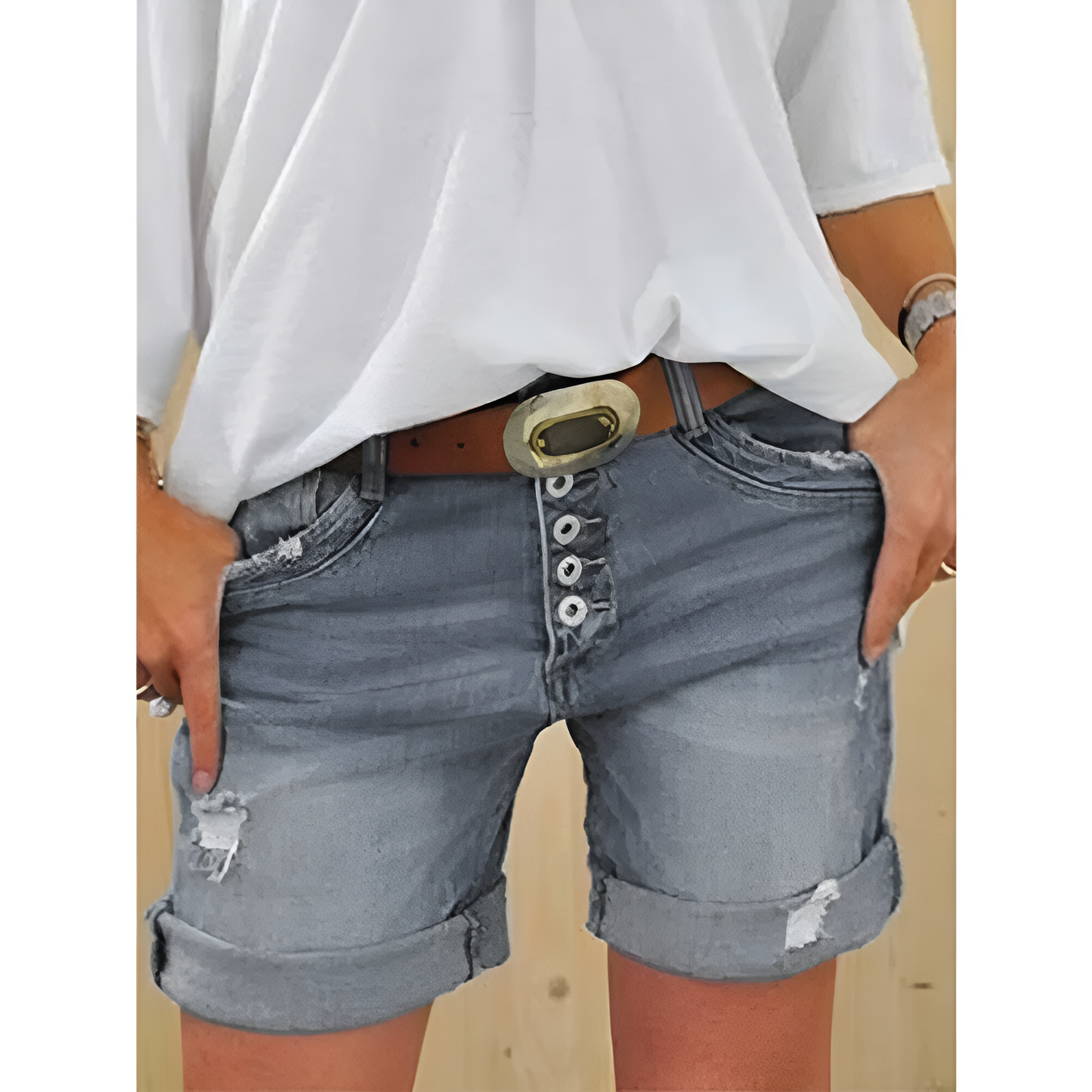Juliette | Damen Ripped Denim Shorts