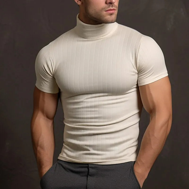 Kyros | Herren T-Shirt in Einfarbig mit Rollkragen