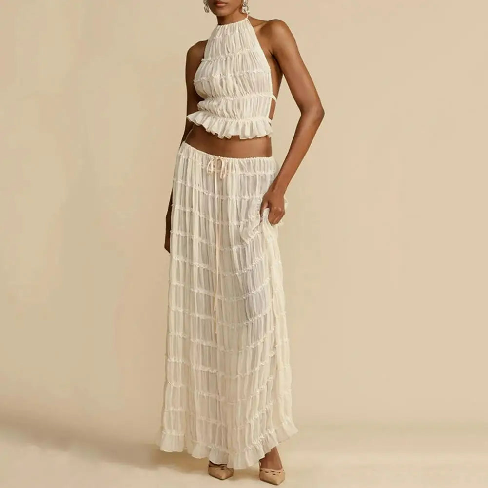 Lisandra | Strandfertige Sommer-Vibes | Atemberaubendes Mesh-Top und Rock-Set