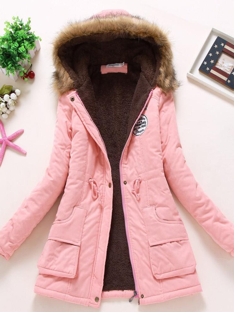 Vasilia | Winterjacke mit Kapuze aus Fleece und Futter aus Fell