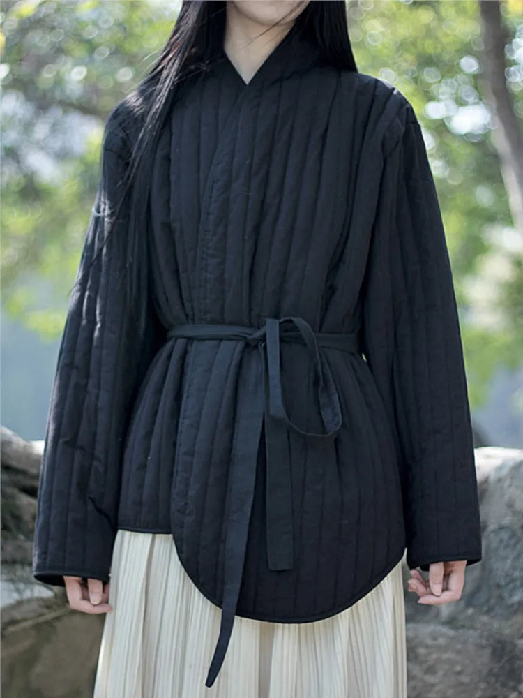 Wendoly | Elegante Parkas Bandage Langärmelige Jacke