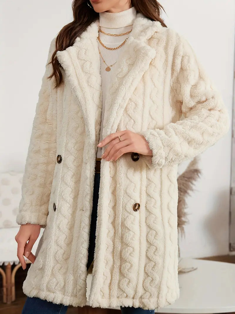 Manti | Klassischer Mantel mit flauschigem Revers, gemütlicher Zweireiher-Stil für kaltes Wetter