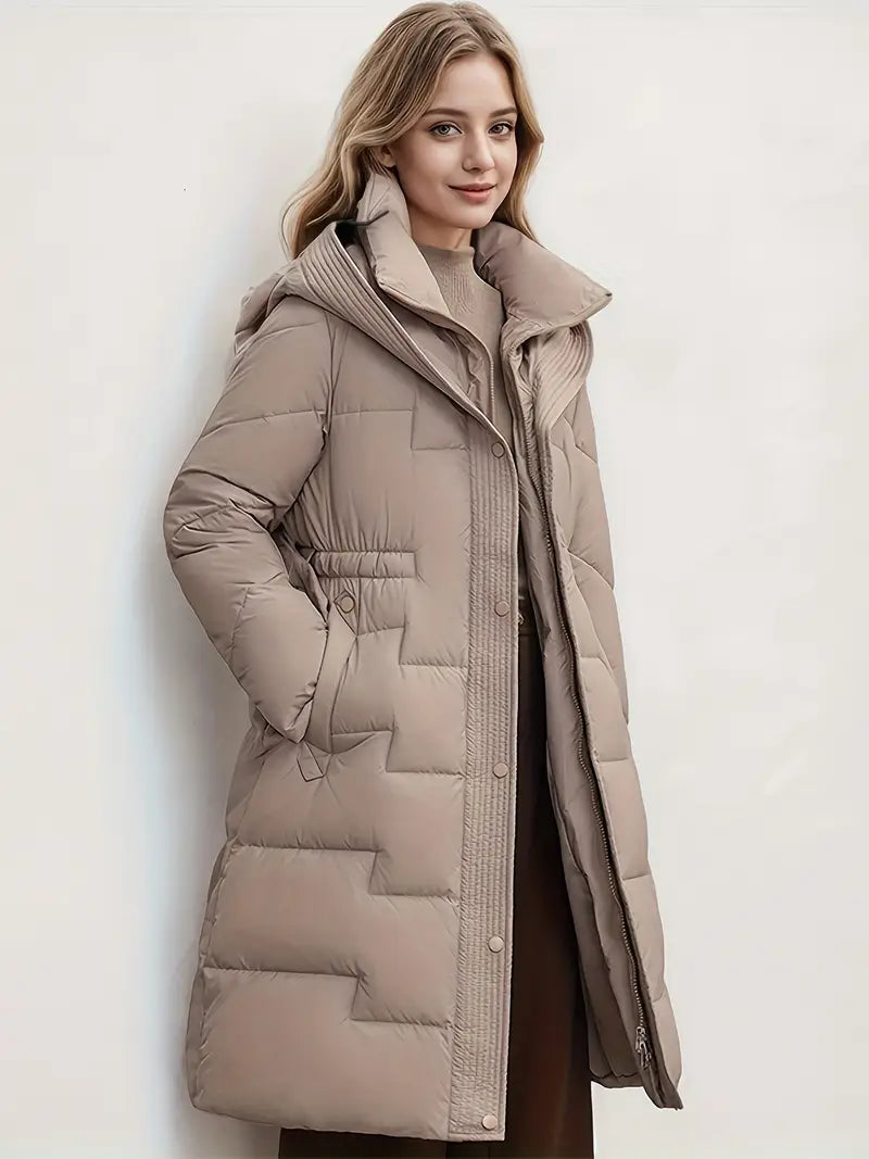 Gemu | Gemütlicher und stylischer mittellanger Baumwollmantel Slim Fit Winterparka mit Kapuze