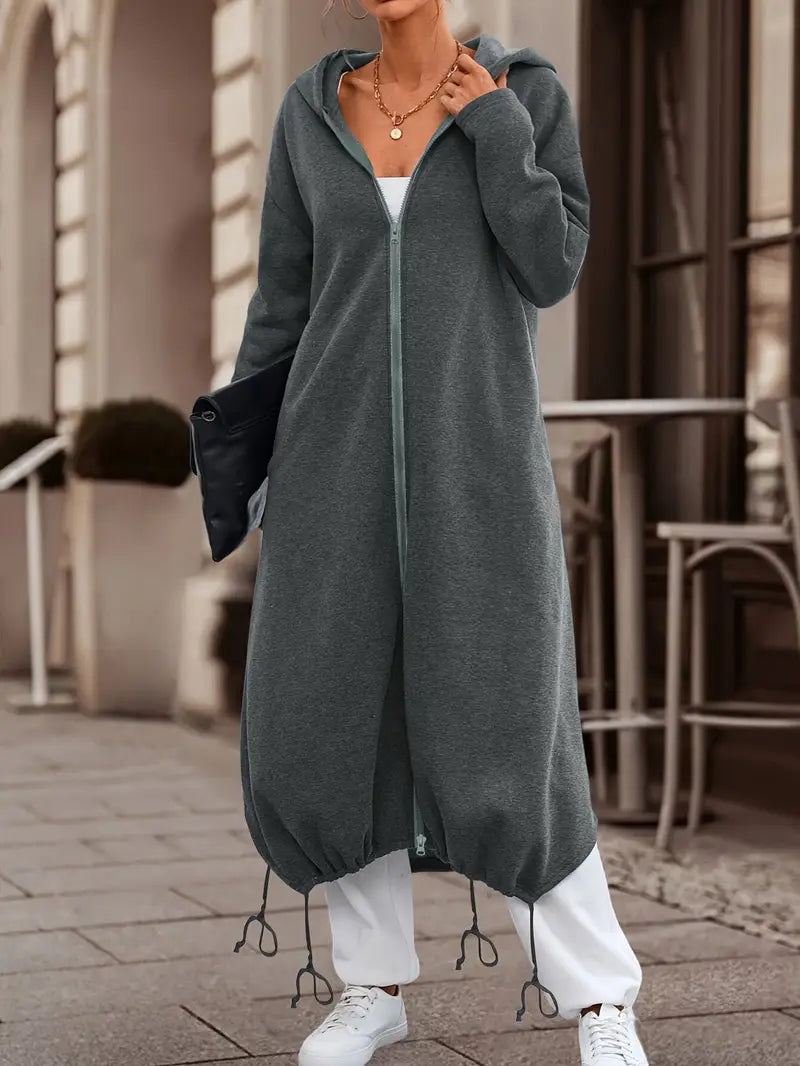 Zippy | Zip-Up Hoodie mit Kordelzug – Midi-Länge, Casual Langarm
