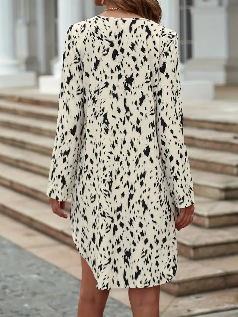 Leonie | Kleid mit Leopardenmuster und V-Ausschnitt