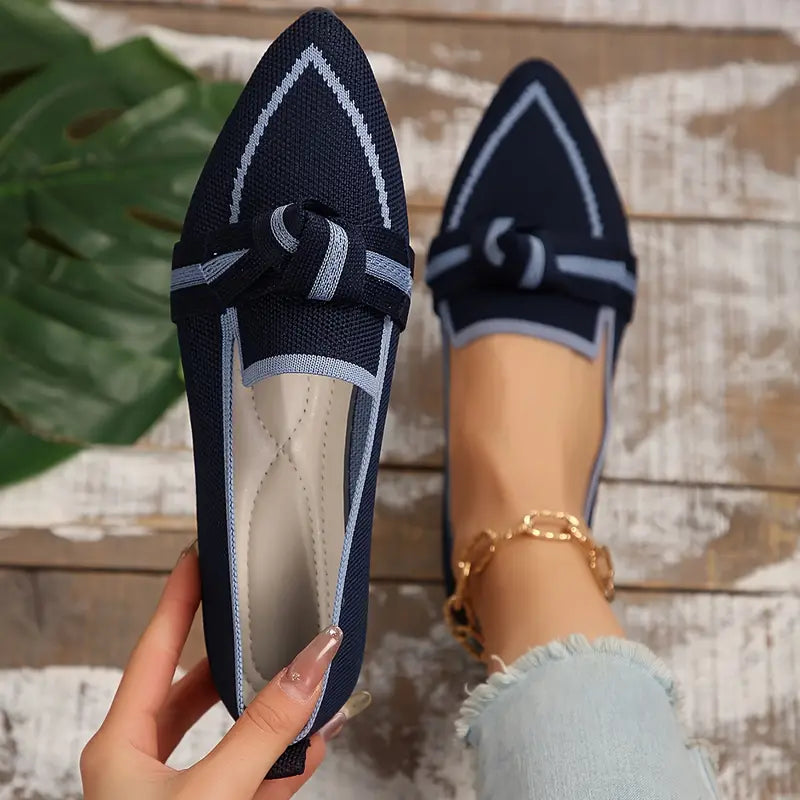 Anwen - Mode spitze Zehe gestrickt Slip On Schuhe