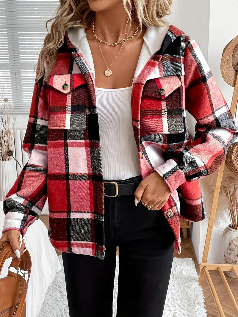 Karo | Kapuzenjacke mit Karomuster und Fleece-Futter