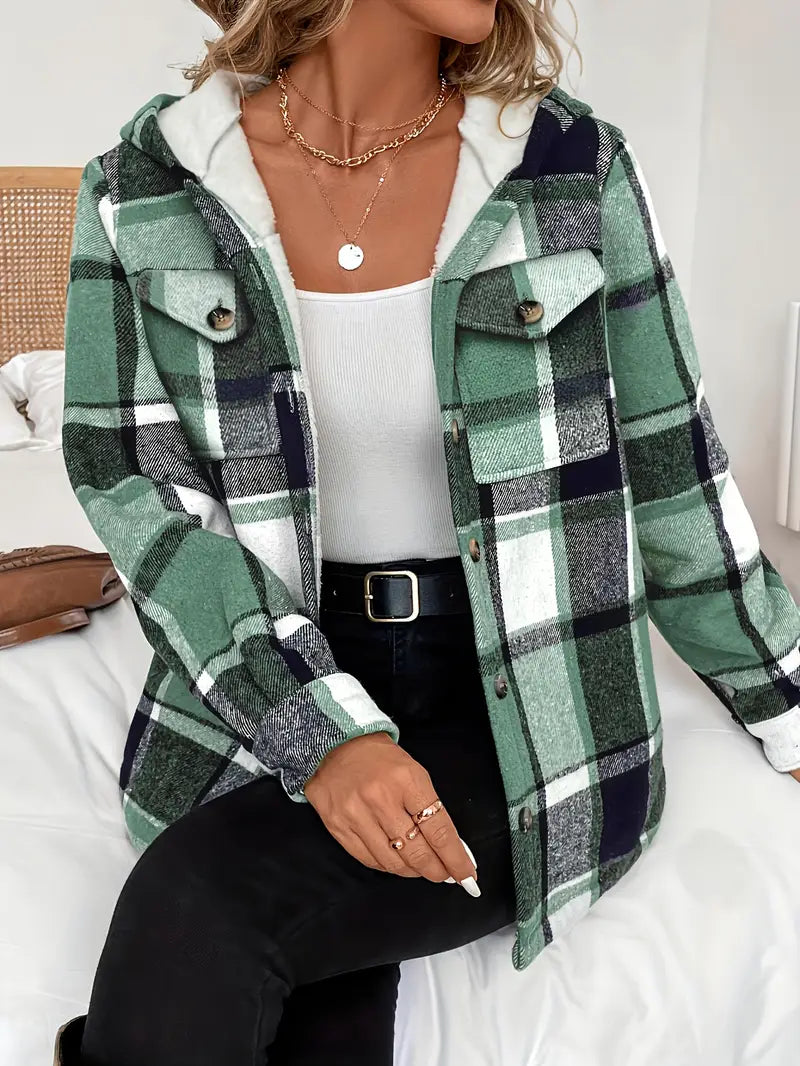 Karo | Kapuzenjacke mit Karomuster und Fleece-Futter