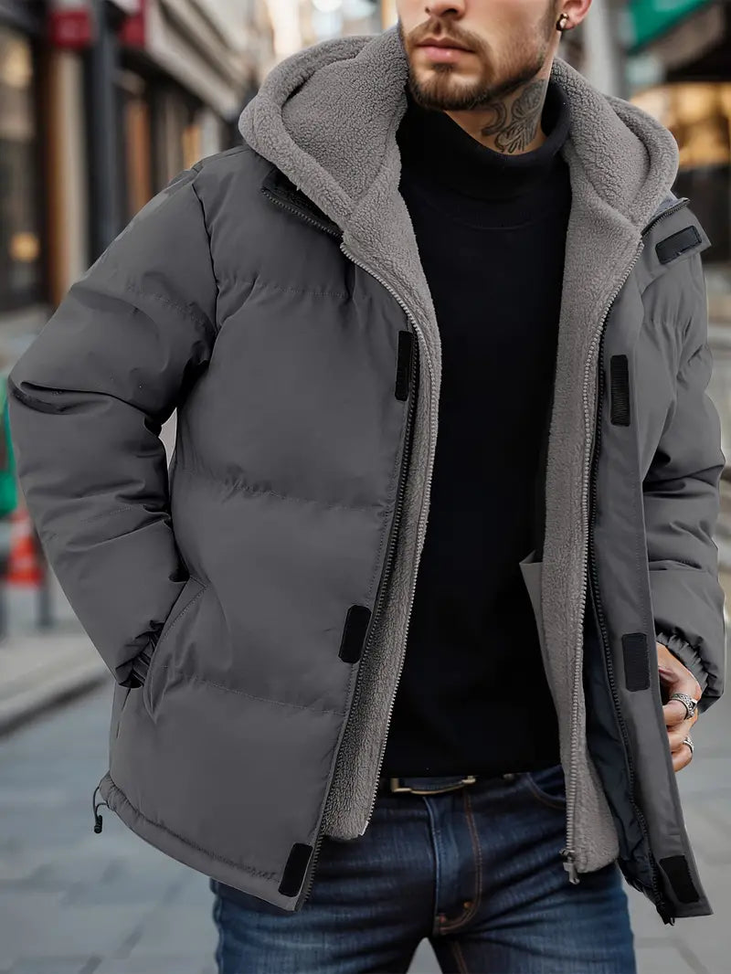 Isza | Herren Farbe Block Fleece Fake zweiteilige gepolsterte Jacke mit Taschen