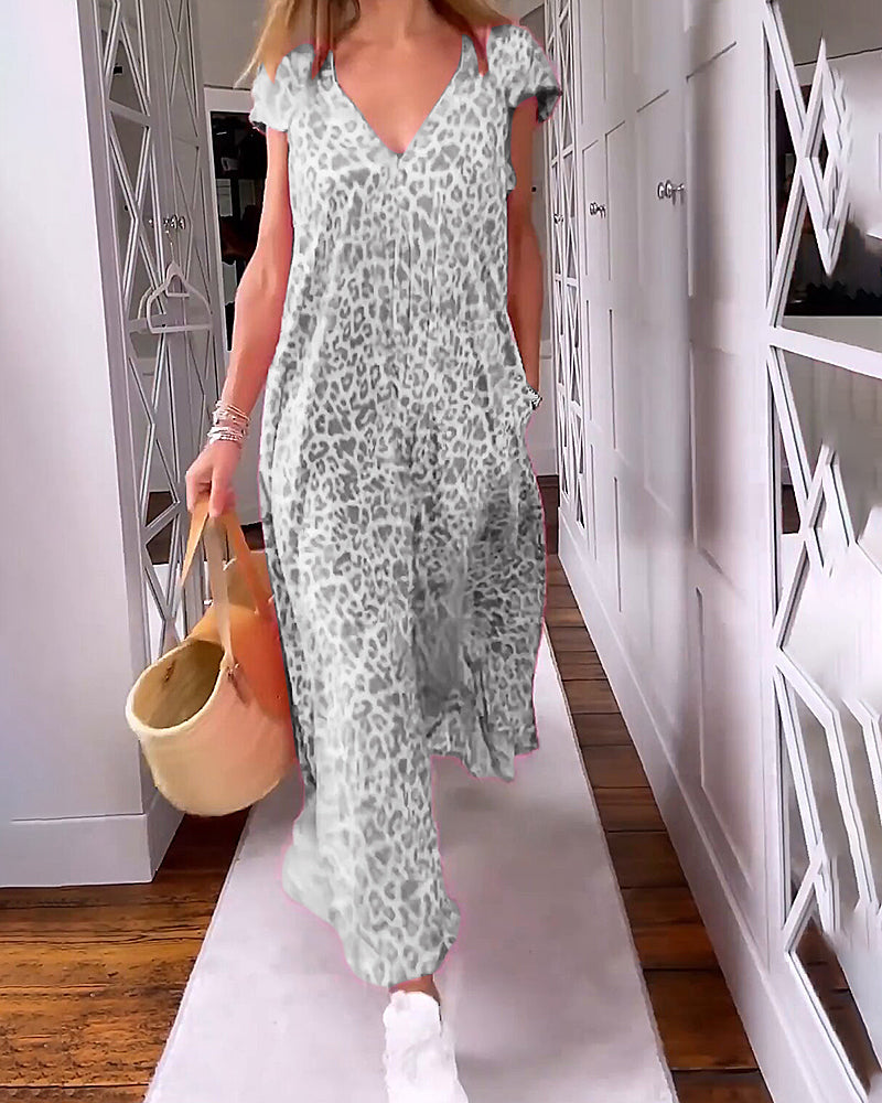 Hevana-Bedrucktes Kleid mit V-Ausschnitt