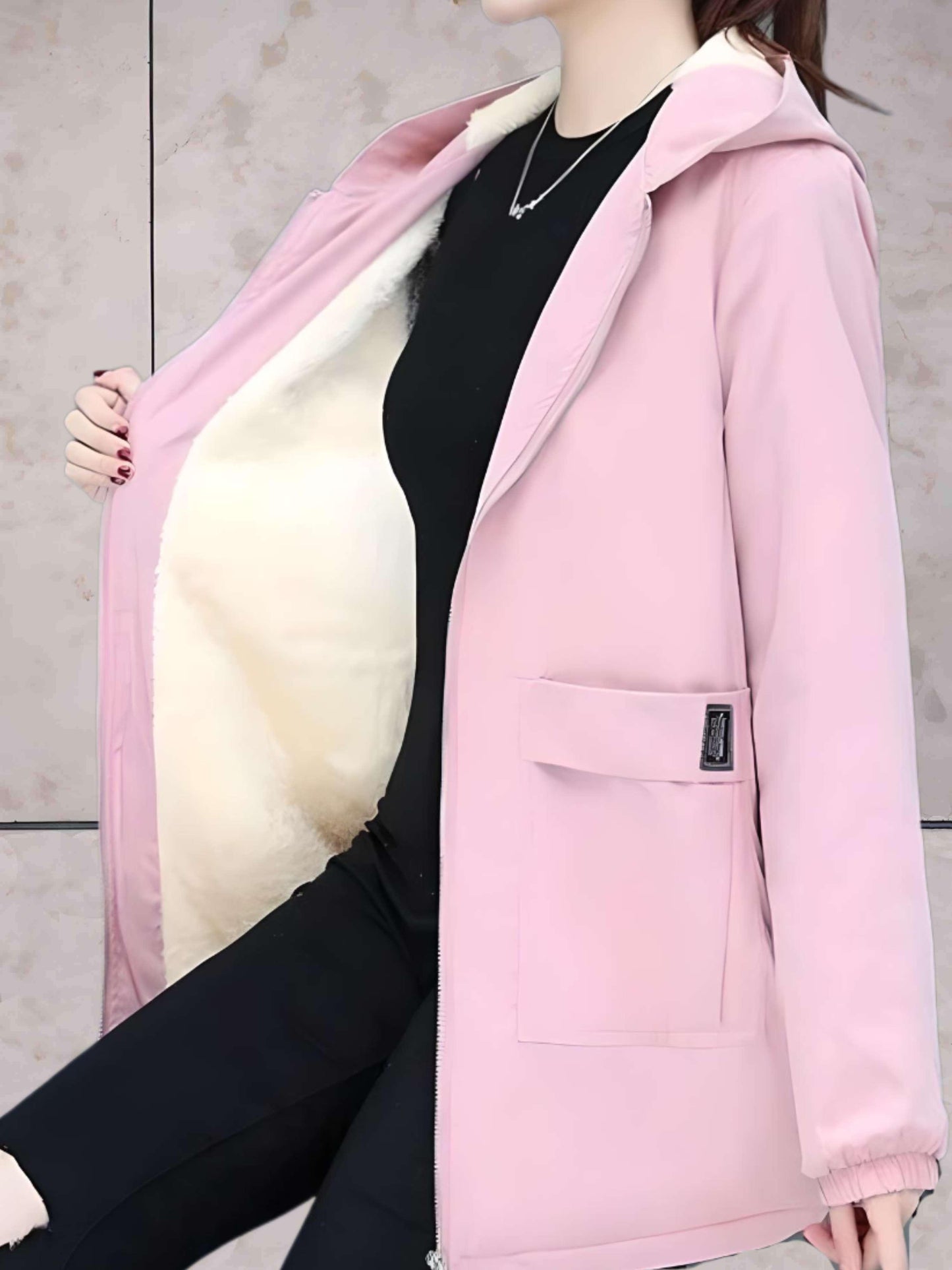 Manzie | Warmes und dickes Lederjacke mit Fleece-Fütterung und Kapuze