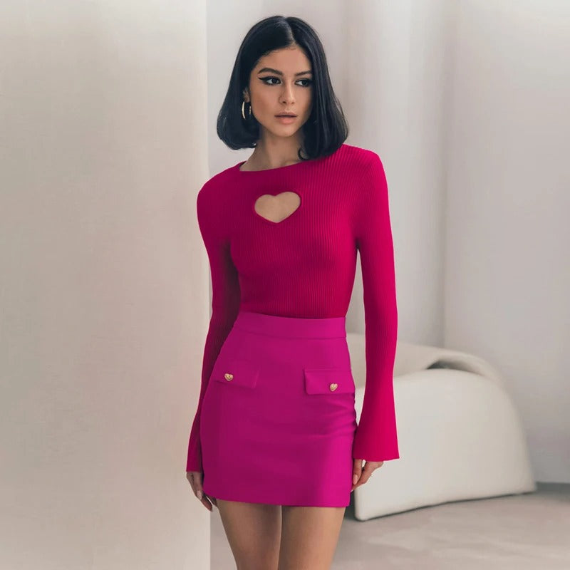 Des | Eleganter leichter Sommerpullover Damen mit Herz-Muster