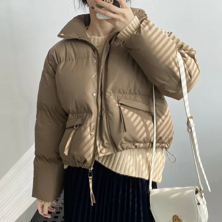 Joelle | Winter Pufferjacke mit Stehkragen in Uni-Farben