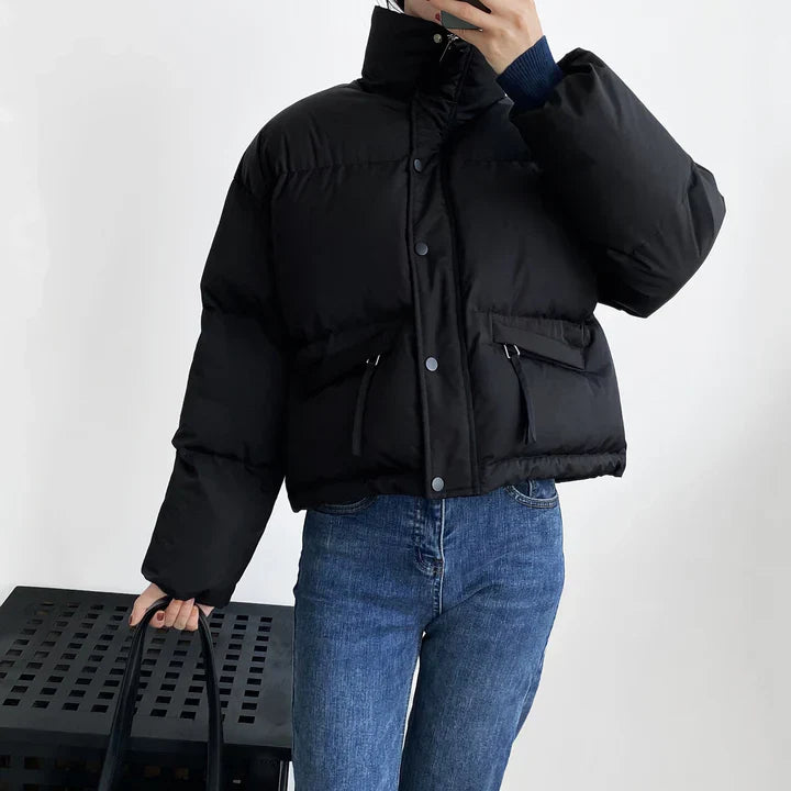 Joelle | Winter Pufferjacke mit Stehkragen in Uni-Farben