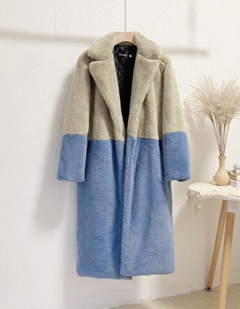 Oriella | Zweifarbiger Mantel aus weichem Velours für Damen