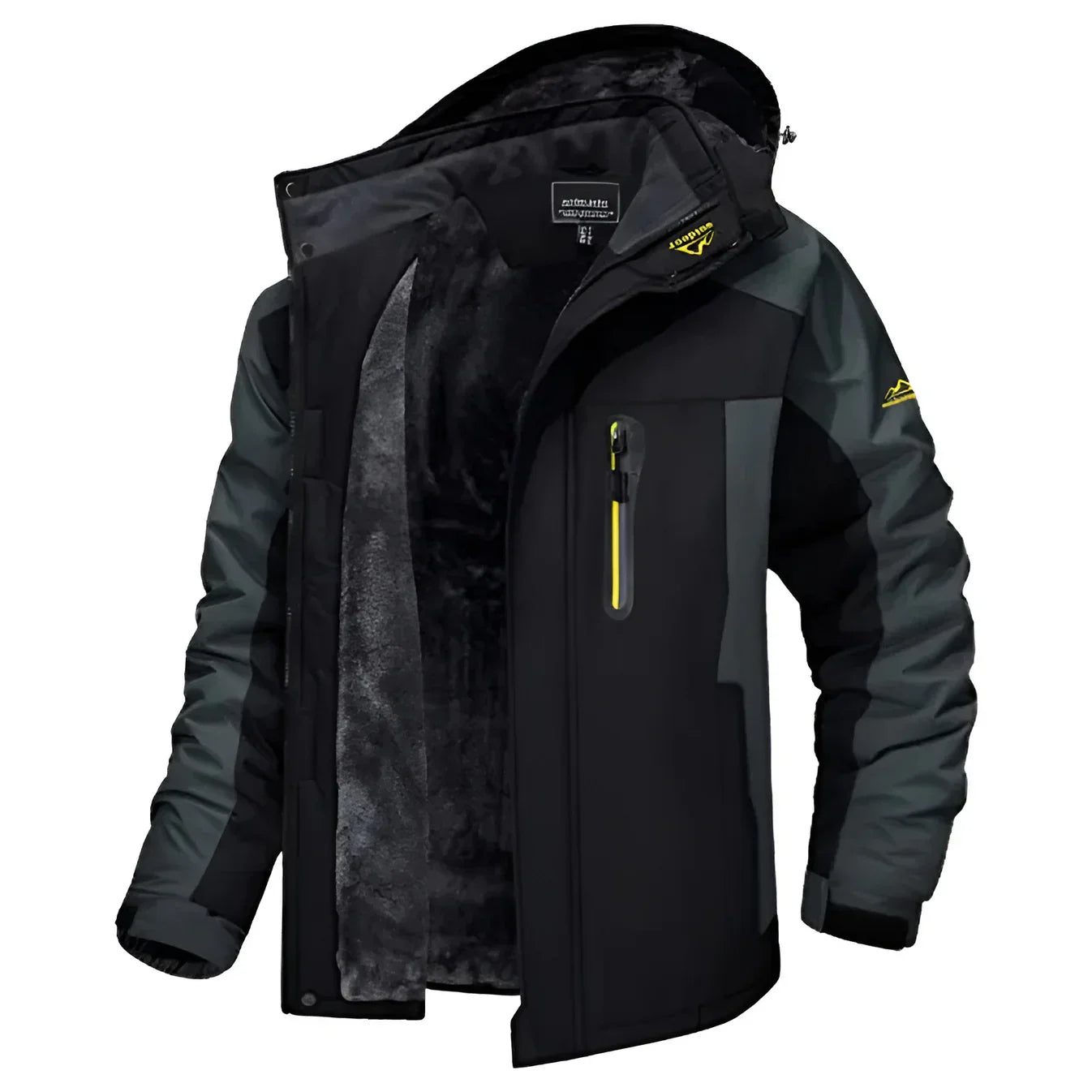 Louis | Bequeme Herren-Fleece-Winterjacke mit Kapuze und Reißverschluss in Zweifarboptik