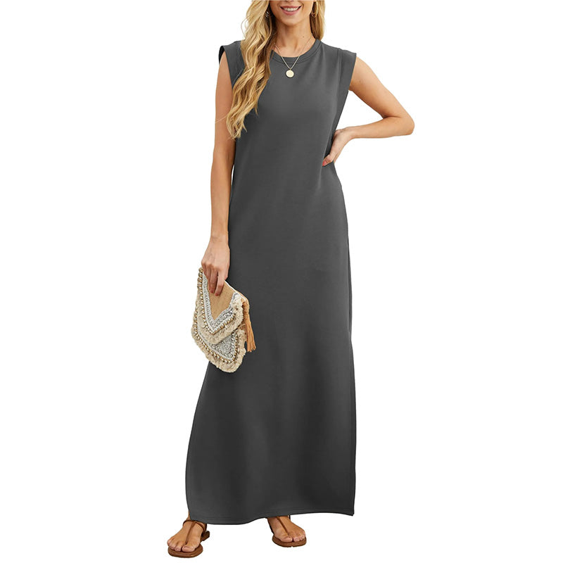 Levi | Knitterfreies Freizeitkleid mit geschlitztem Saum