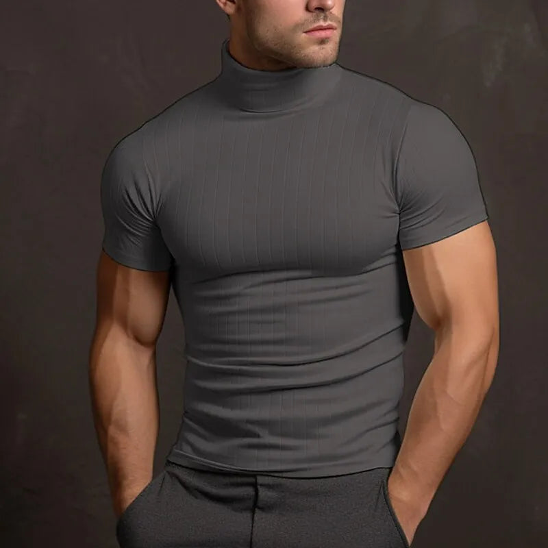 Kyros | Herren T-Shirt in Einfarbig mit Rollkragen
