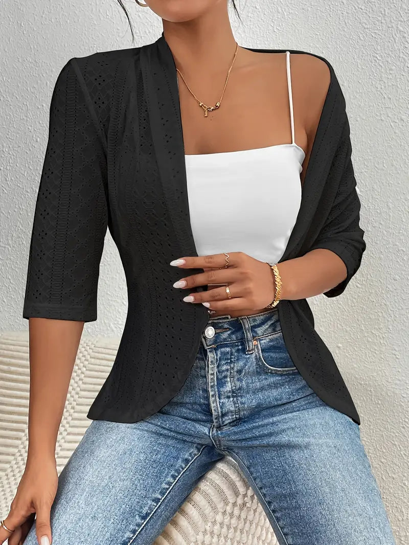 Dallas | Offene Vorderseite mit 3/4-Ärmeln und Festem Ösendetail