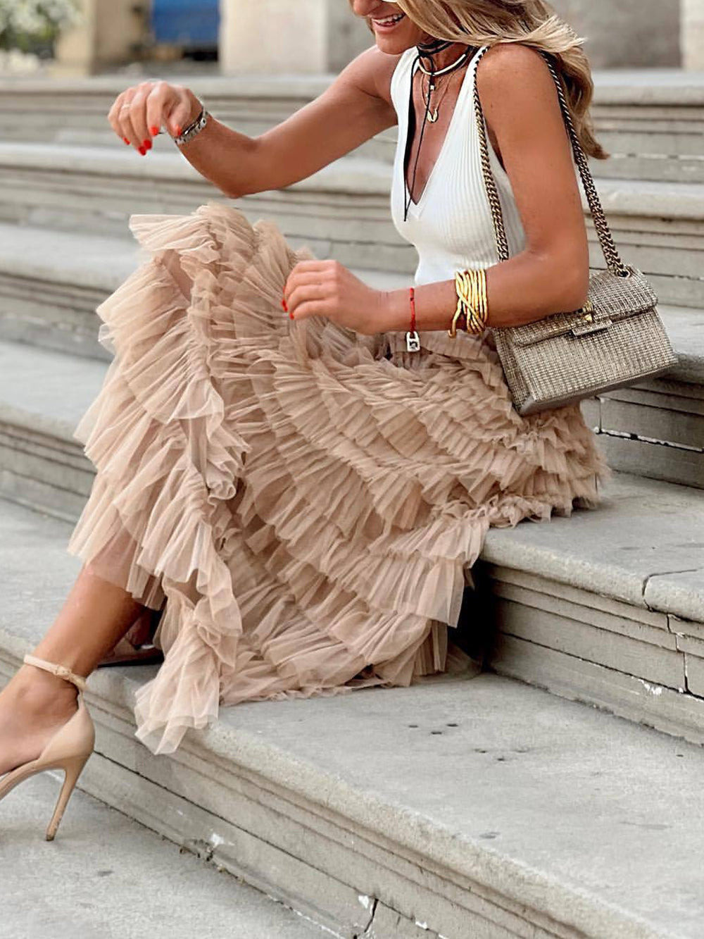 Epona | Beige Lagenrock Acetat