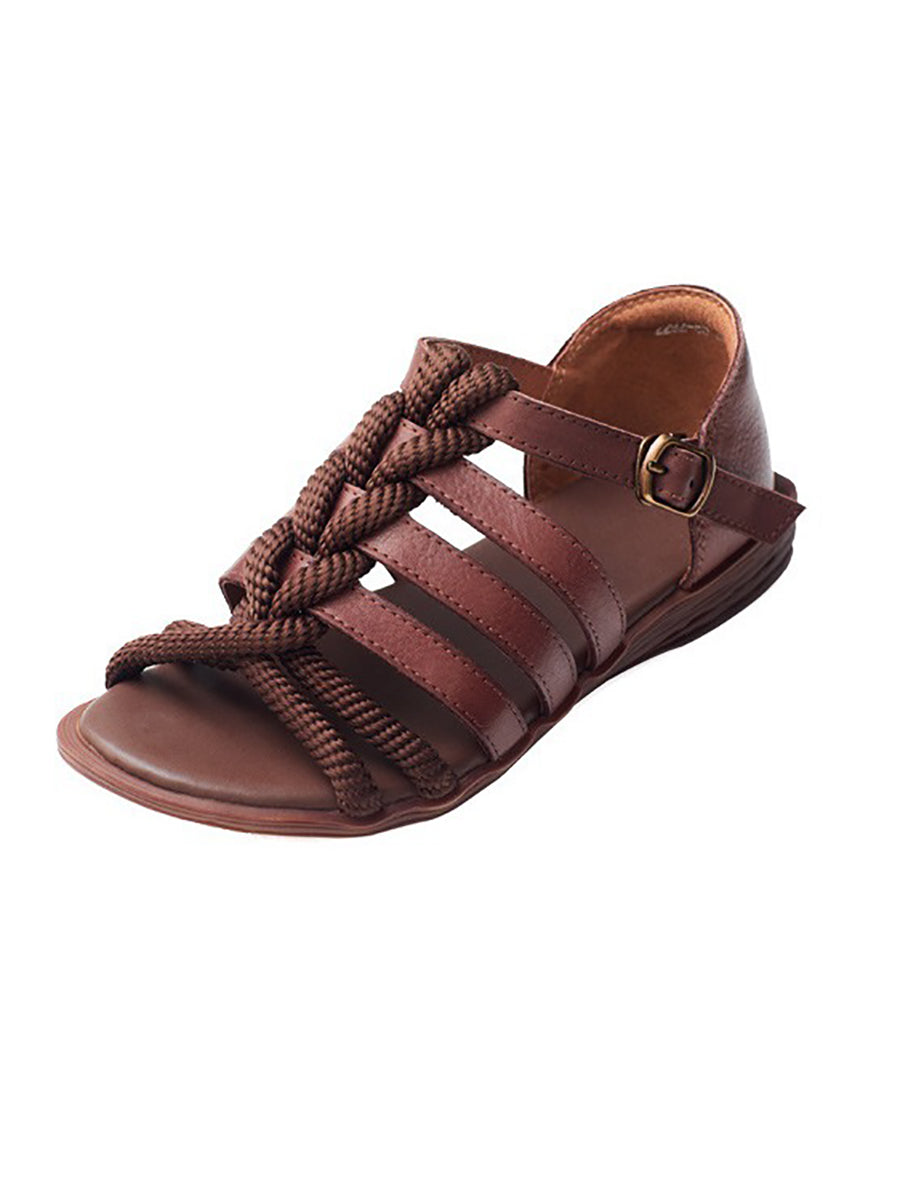 Leann | Damen Vintage Leder Sandalen mit Aussparung