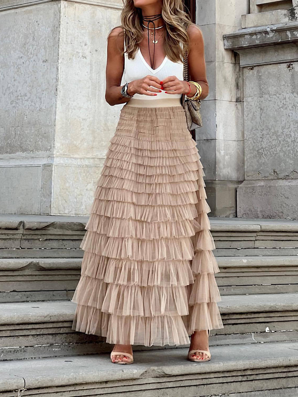 Epona | Beige Lagenrock Acetat