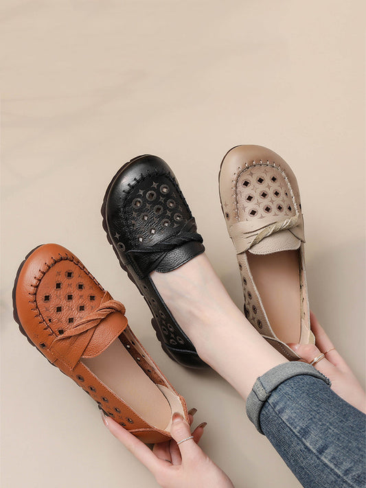 Pamela | Damen Vintage Leder Ausgeschnittene Schuhe