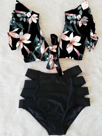 Wendoly | Florales Rüschen-Bikini-Set
