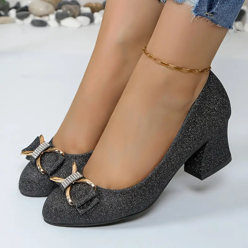 Farren  | Glitzer Schleife Knoten Dekor klobige Absätze