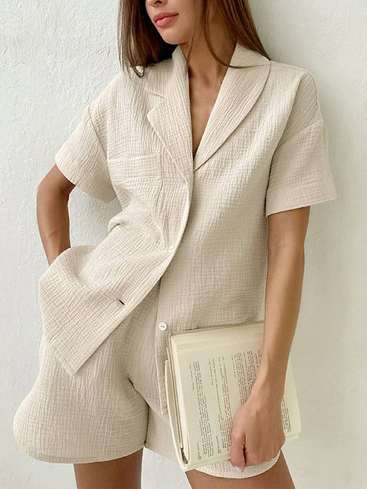 Sable | Set in Beige mit kurzer Hose