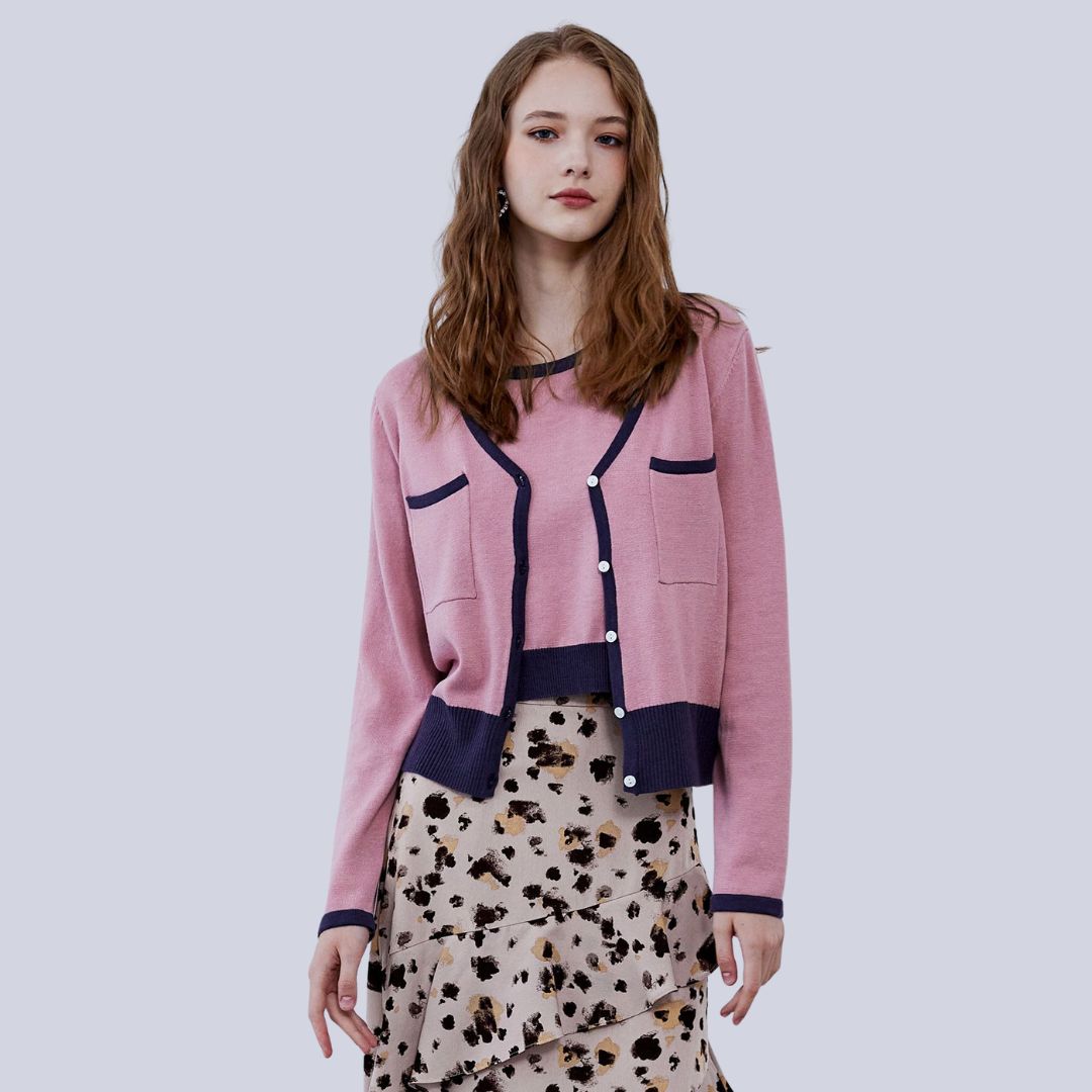 Ivie | Vest mit Farbblöcken, kontrastierenden Paspeln und Knopfverschluss